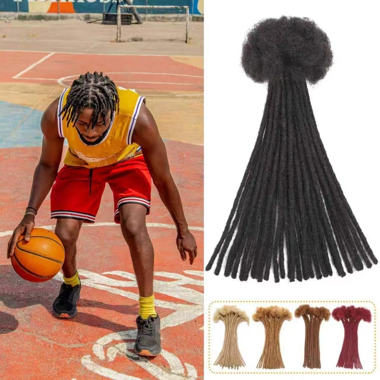 Short Loc Extensions Human Hair 6 Inch 10 Strands 0.6 cm Dreadlock Extensions Human Hair Loc Extensions Dreads Extensions for Men Women Kids Real Human Hair Locs Natural Black Handmade Permanent Locs