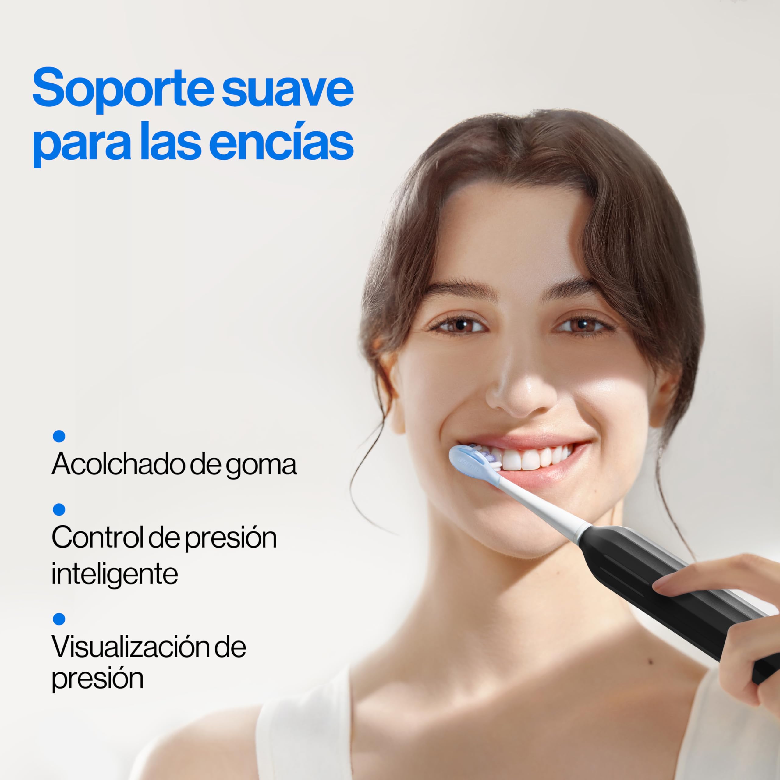 usmile Y10 Cepillo de dientes eléctrico con pantalla inteligente, 4 modos de limpieza, cepillo de dientes sónico inteligente con temporizador y control de presión, una carga dura 180 días