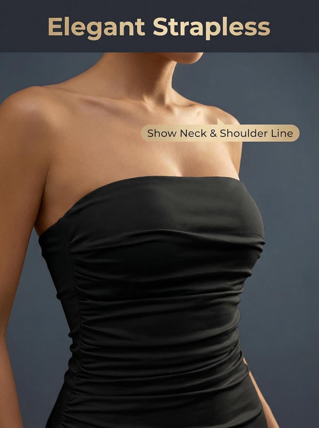 Womens Elegant Strapless Bodycon Ruched Ruffle High Split Long Formal Evening Gown Party Wedding Guest Dresses