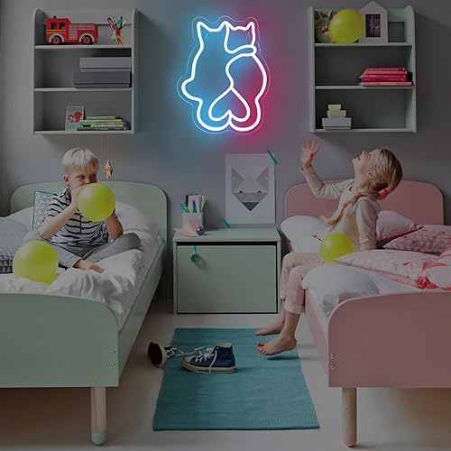 Miniatura 7 de Letreros de neón con dos gatos, letrero de neón LED para decoración de pared, lindas luces de neón de gato, arte de pared 3D Kawaii animal para