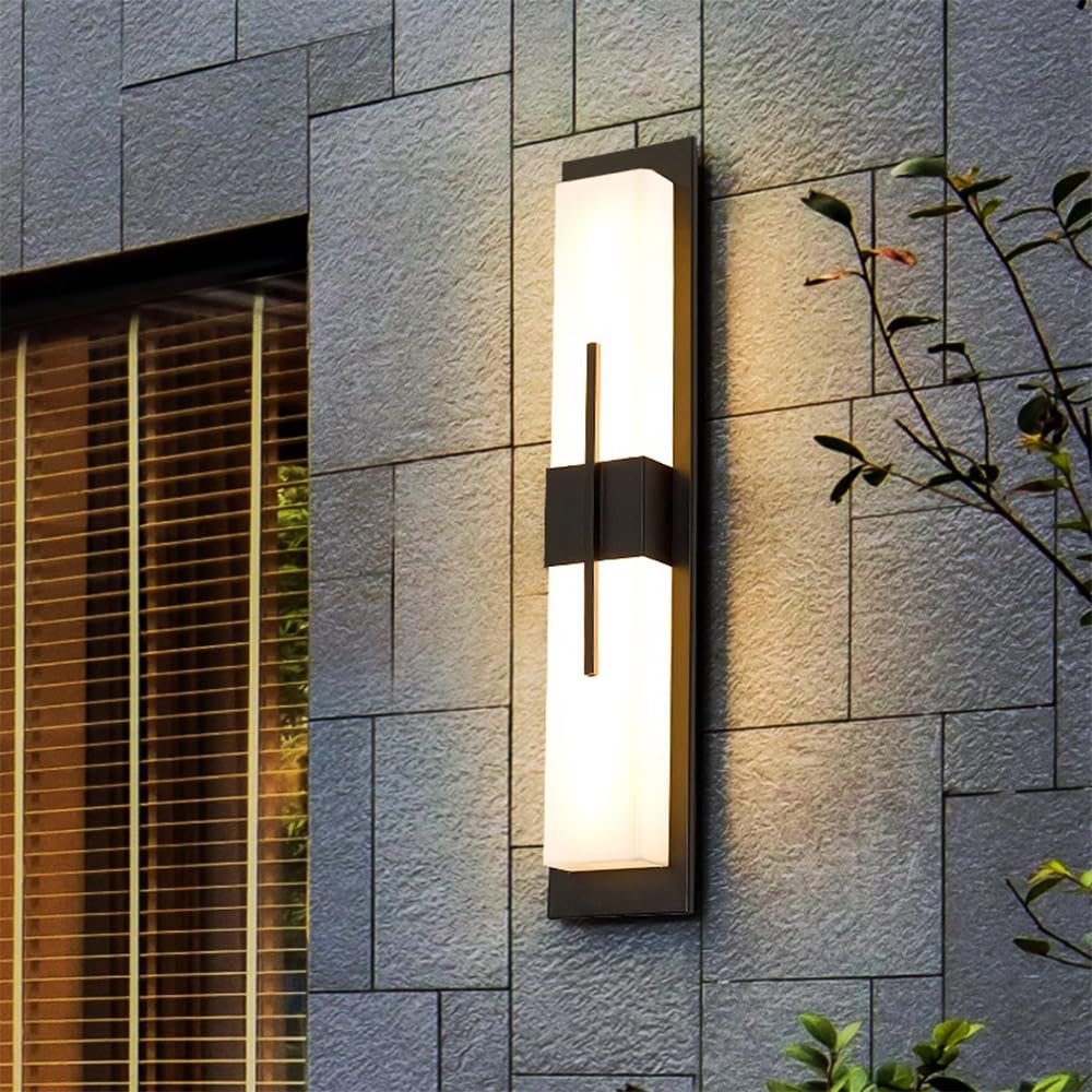 SMCCYYSD Contemporary Outdoor Waterproof Wall Lamp LED Electric Simplicity Balcony Hallway Courtyard Villa Gate Hotel (I H80CM Electric)