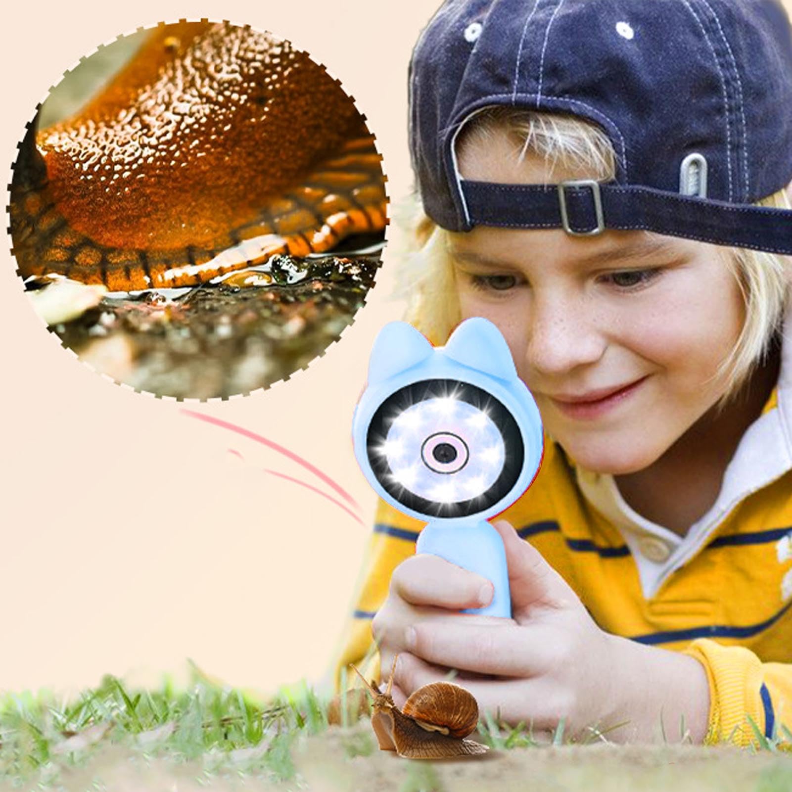 Microscopio per Bambini, Schermo IPS HD da 2", Design 3 in 1, 8 Luci LED Integrate, Angolo dell'obiettivo di 20°, Microscopio Giocattolo Educativo per Esterni