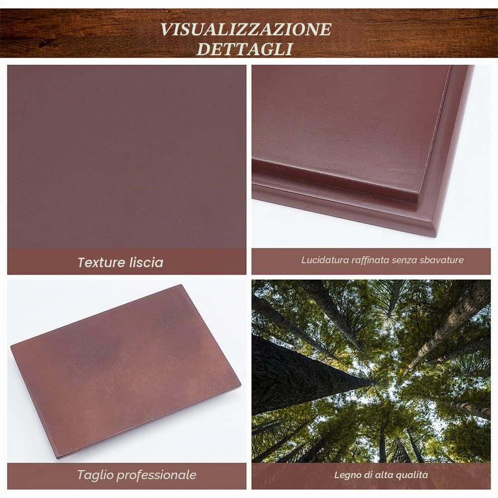 FINGERINSPIRE Base Rettangolare In Legno con Bordo Ogee (Cammello, 17.5x12.4x2 cm) per Pietre Preziose e Gioielli, Alzata per Arredamento Casa Colonica