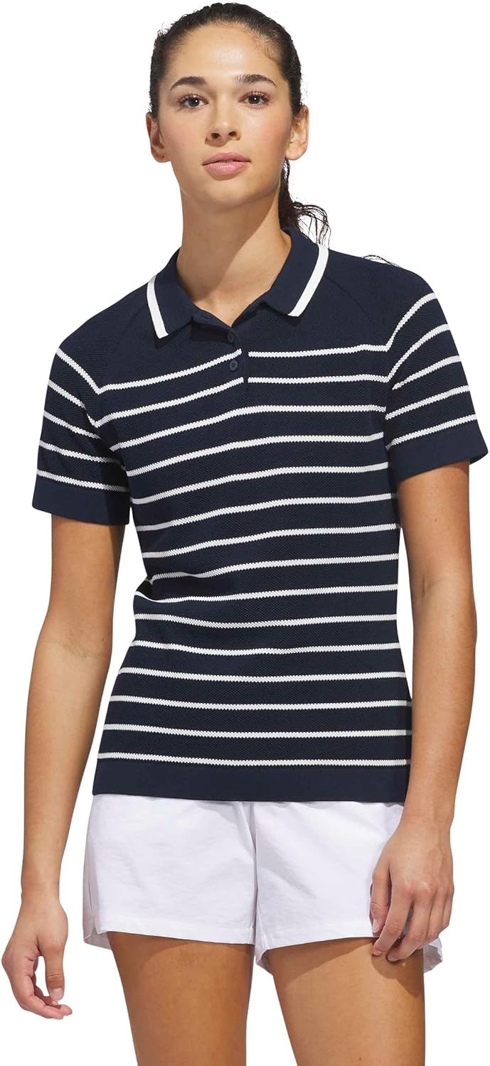 adidas Womens Ultimate365+ Stripe Knit Polo