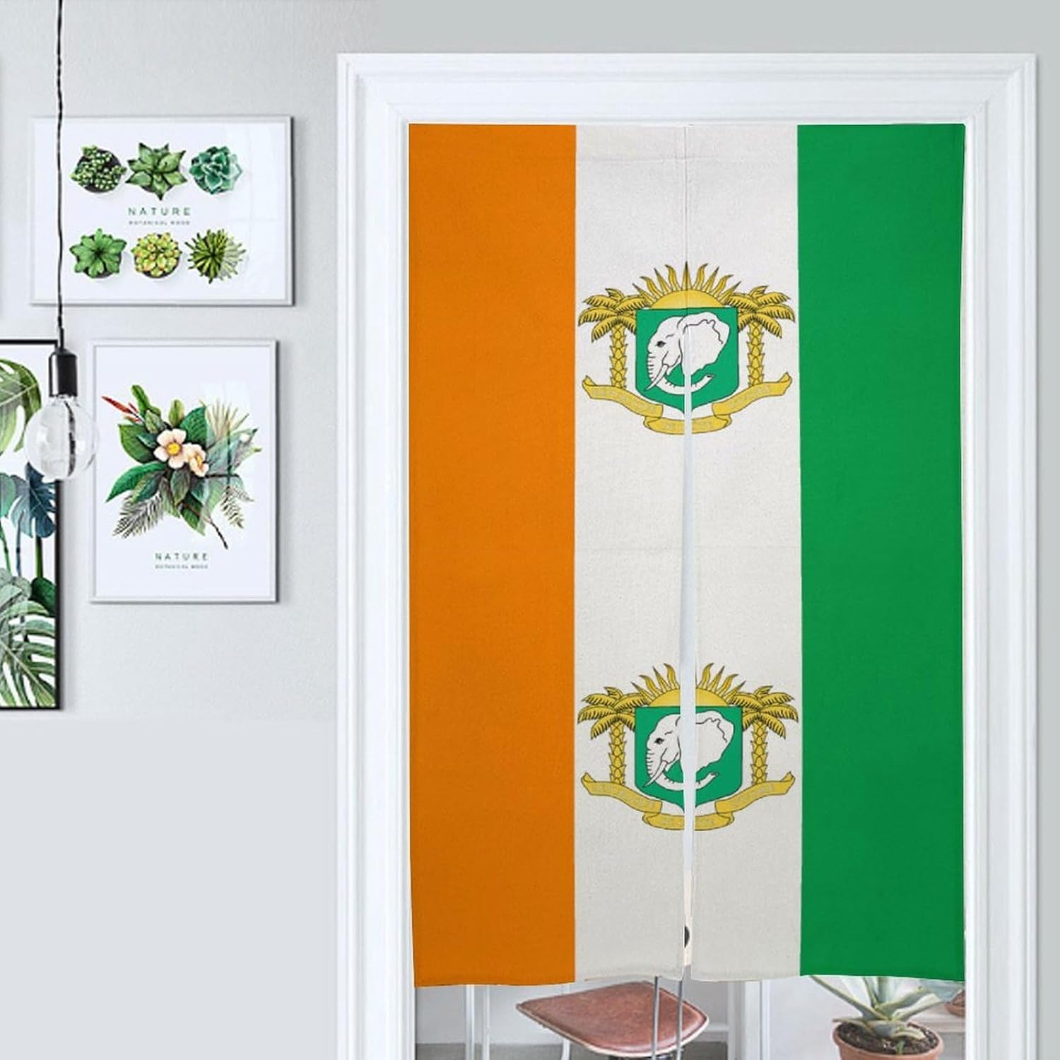 Ivory Coast Flag National Emblem Doorway Curtain Insulated Room Divider Drapes