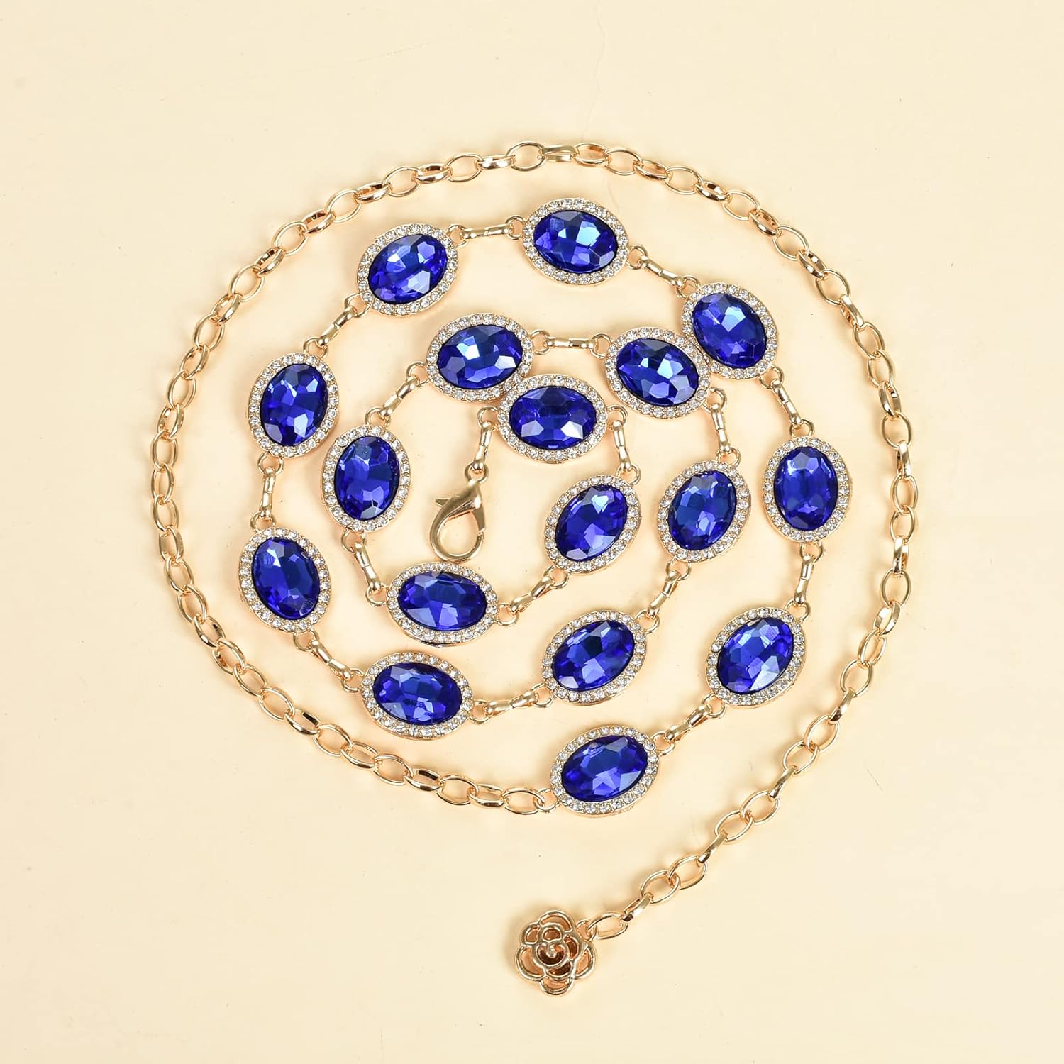 ILuvatar Green Glass Diamond Chain Belt - Metal Women's Western Style Dress Belt - Image 4