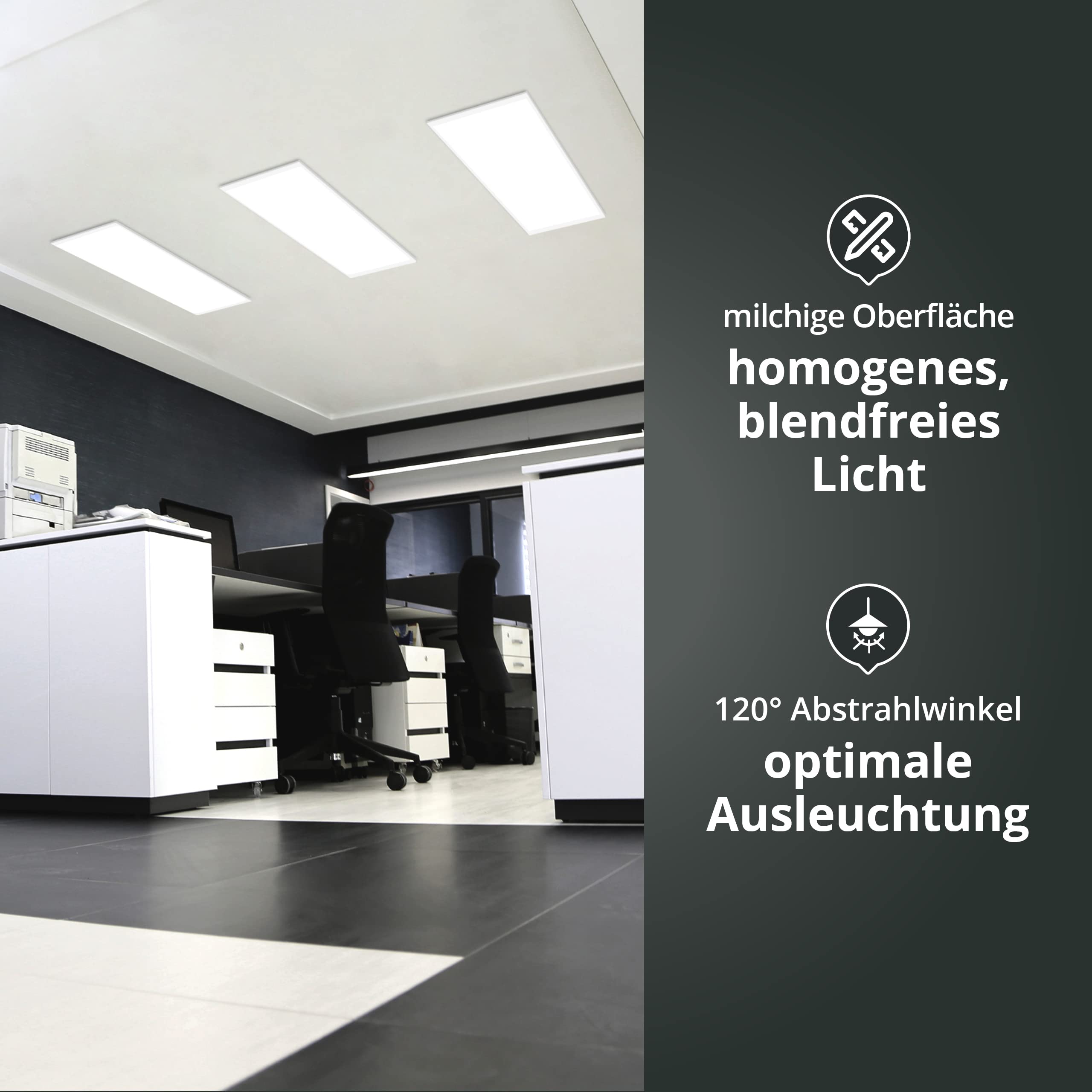 Aufbau Deckenleuchte 120x30cm 36W 3000K warmweiß 4300lm 130 Lumen/Watt flimmerfrei blendfrei UGR<19 LED-Panel mit Aufbaurahmen 1200x300x43mm