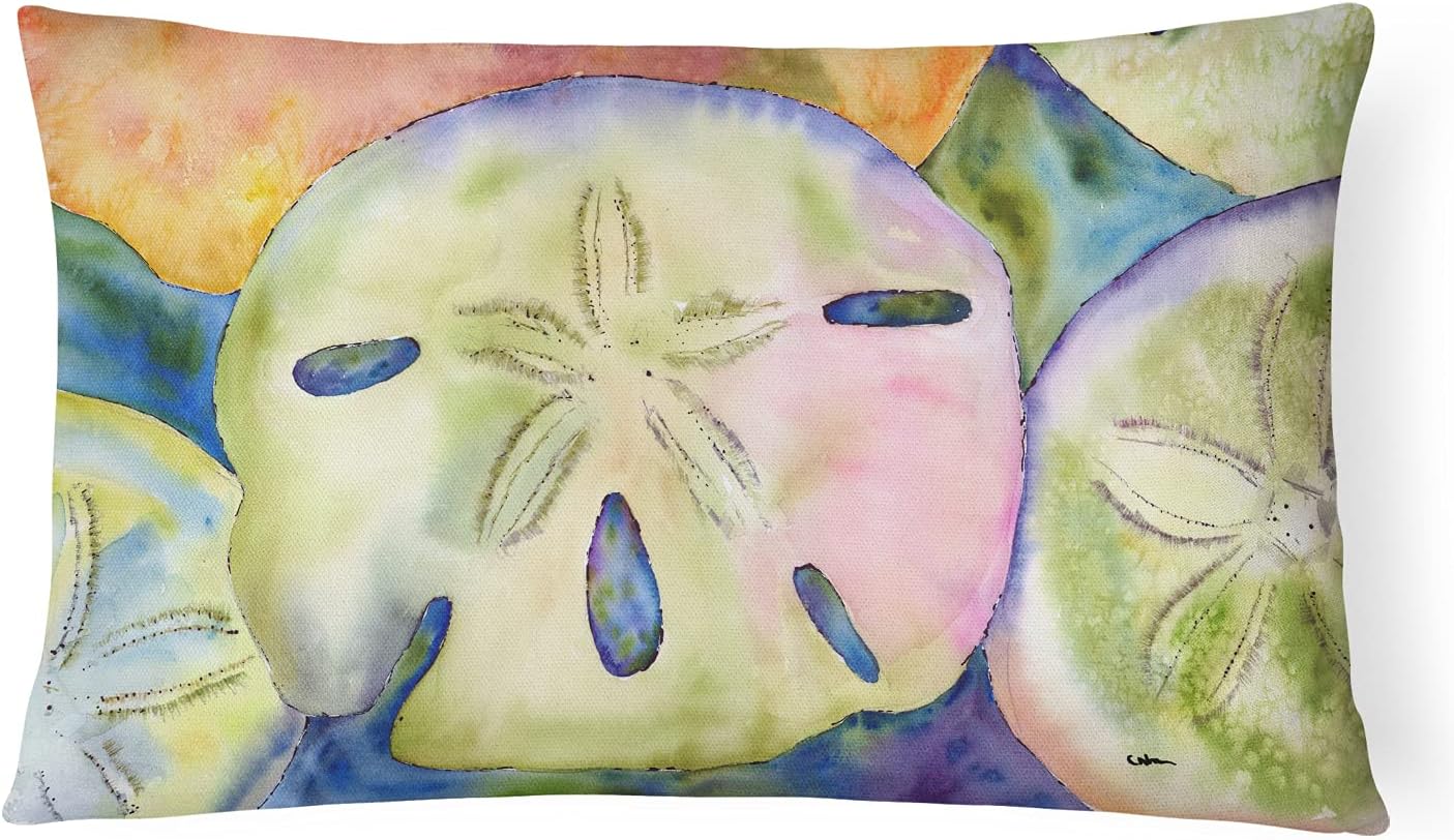 Caroline's Treasures 8545PW1216 Sand Dollar Canvas Fabric Decorative Pillow Machine Washable, Indoor Outdoor Decorative Pillow for Couch, Bed or Patio, 12HX16W