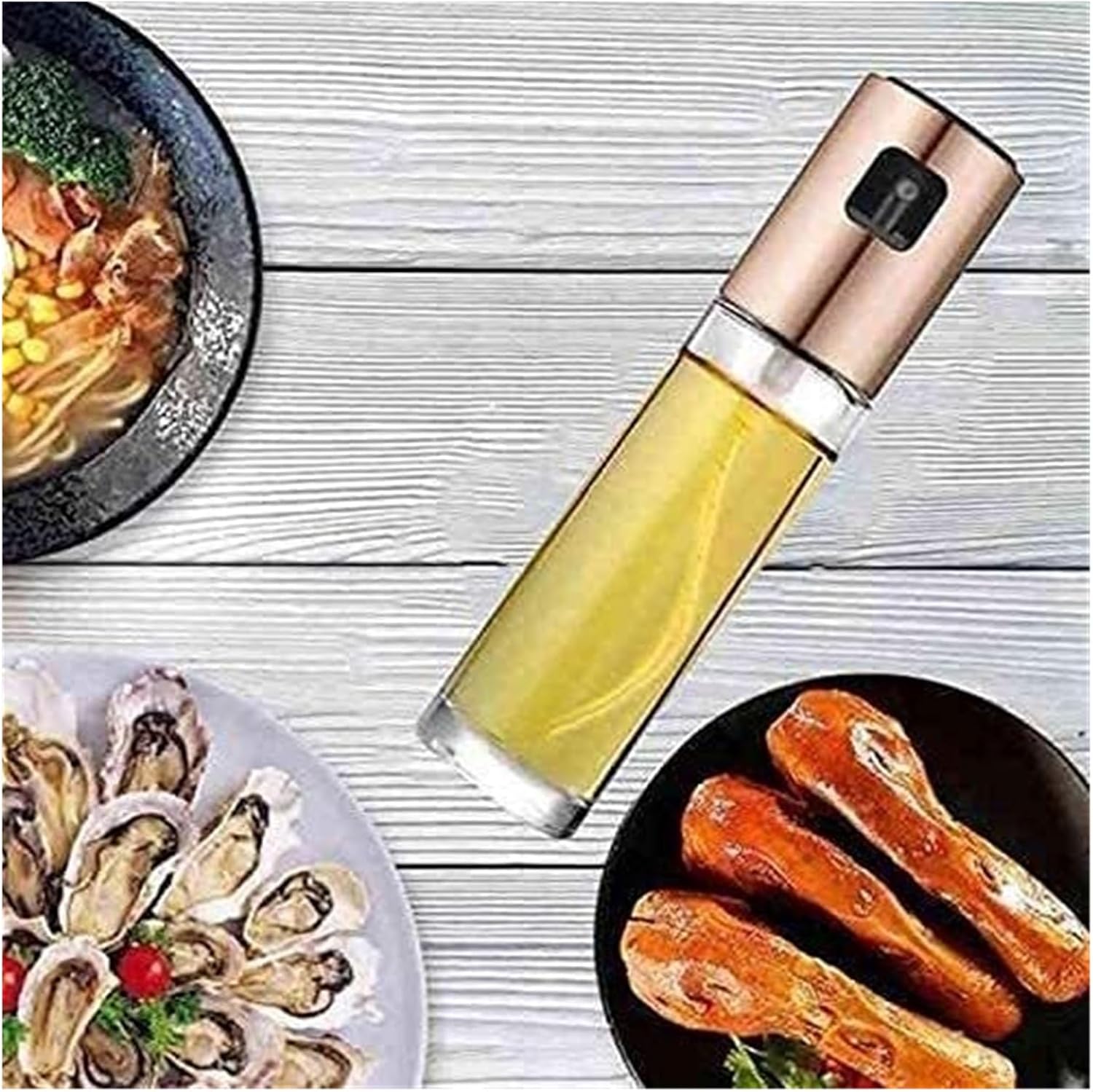 Oil and Vinegar Dispenser Oil and Vinegar Dispenser, Bot 100Ml Sprayer Bottle Stainless Steel Refillable Food Grade Glass Oil Vinegar Bottle Cooking