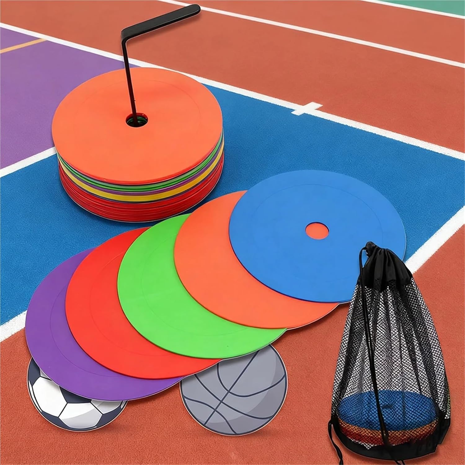 Spot Markers 10pcs Flat Cones Spot Markers Non Skid Training Obstacle Disc Flat Landmark Pad for Ball Game Drill Muscle Response Training Precision for Training Exercise Drills Gym Football