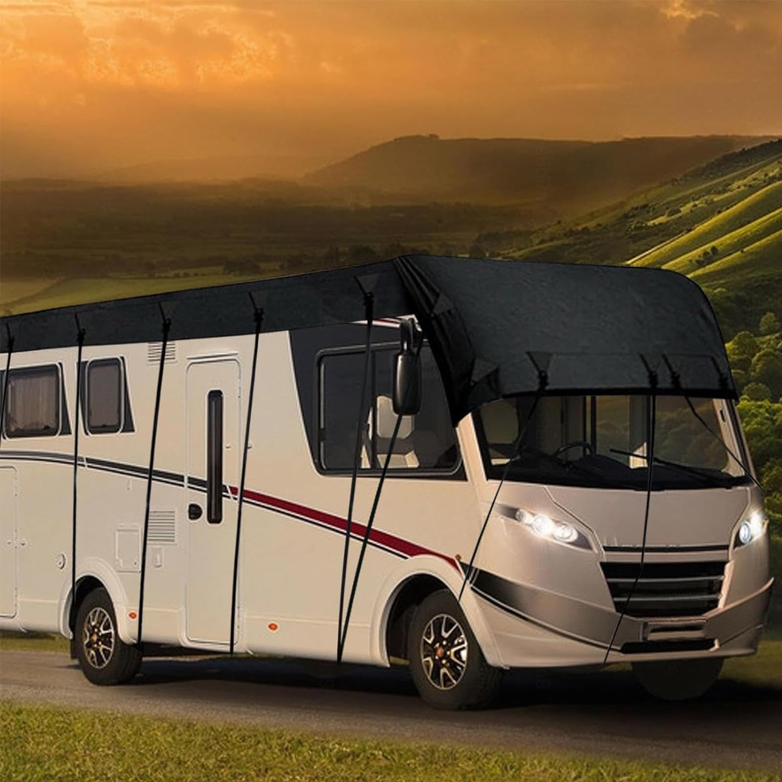Telo per Camper Tessuto Oxford 210D Veranda Camper Stoccaggio Pieghevole, Facile da Pulire Veranda Camper Veranda Camper,5m×3m
