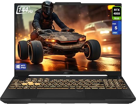 ASUS TUF F16 Gaming Laptop, Intel 5-210H, 32 GB DDR5 RAM, 1 TB PCIe SSD, 16 FHD+ 1920x1200, WUXGA 144Hz IPS Display, Nvidia G-Force RTX 4050, 1-Zone RGB Backlit Keyboard, W11 Pro, Mecha Gray