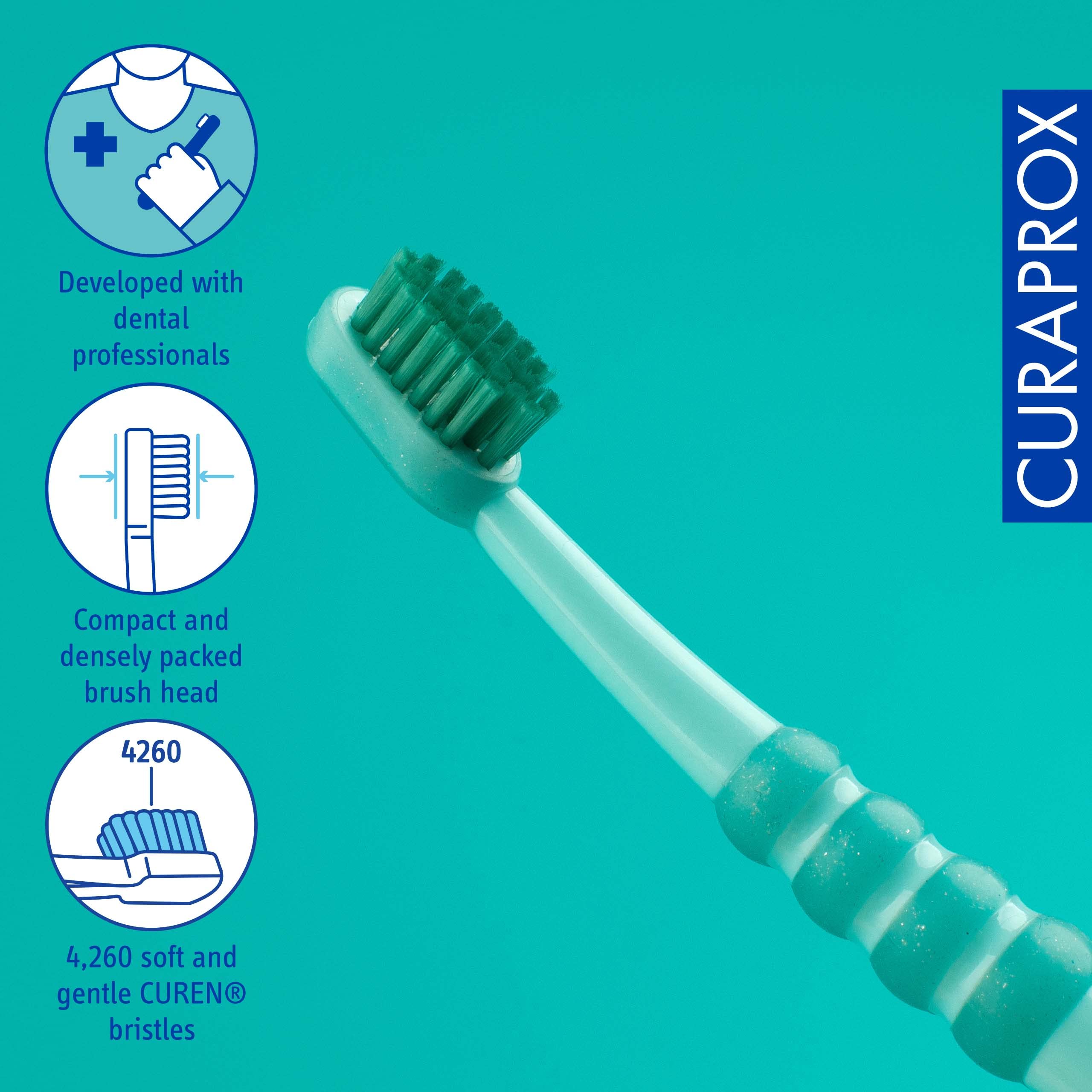 Curaprox Baby Toothbrush - for Toddlers and Infants, Green-green - Image 3