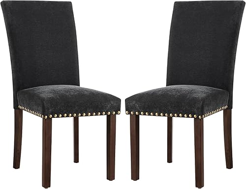 Miniatura 28 de COLAMY - Juego de 2 sillas de comedor tapizadas Parsons, sillas de cocina y comedor de piel sintética con adornos de cabeza de clavo y patas de