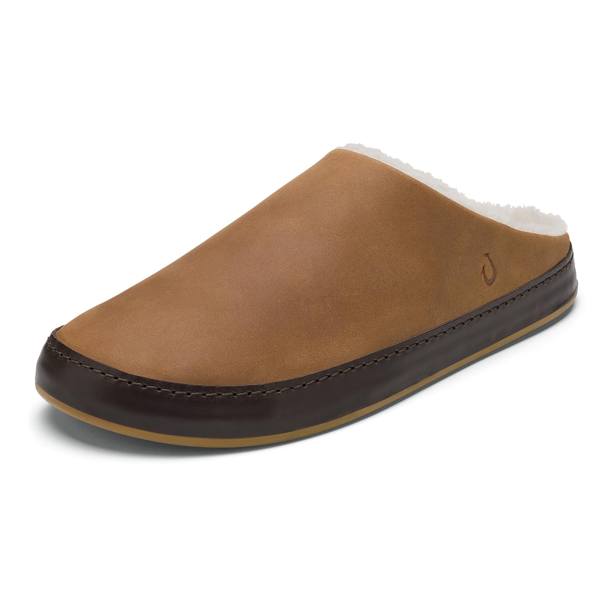 OluKai Men's Loli'i Suede Scuff Slippers with Shearling Lining