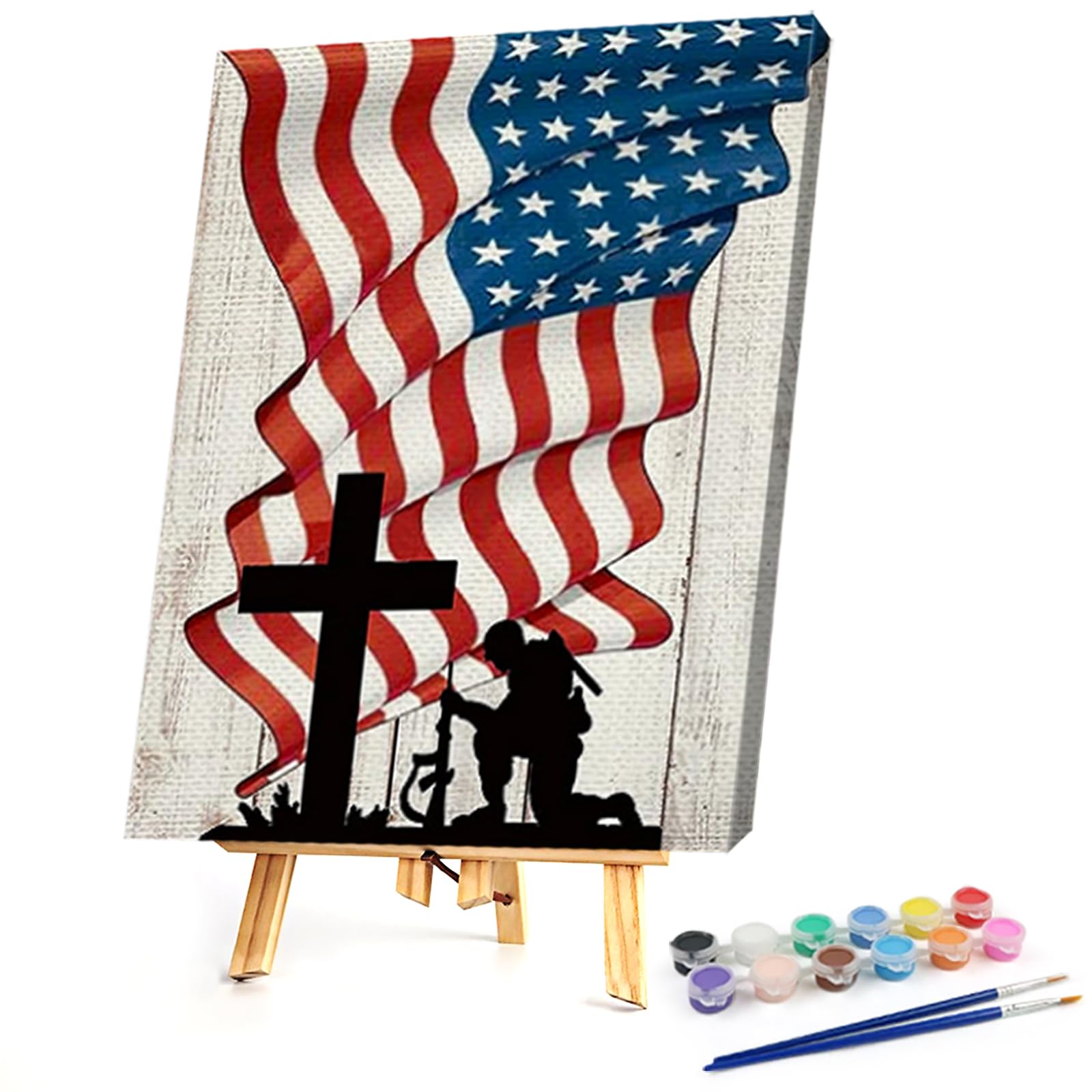 Poetrydraw Soldiers And Flags Diy Paint By Numbers Kit On Canvas 11.81X15.75in Without Frame For Beginners & Adults