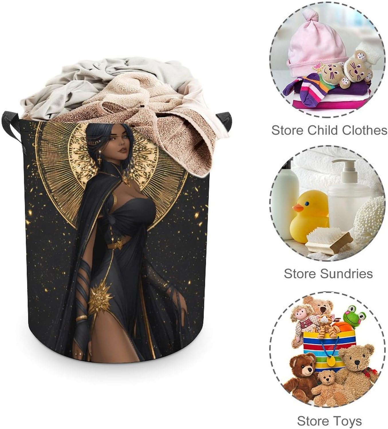 Dark Goddess Greek Mythology Laundry Hamper Basket for Home Bathroom | clothes storage,handle,large capacity,oxford