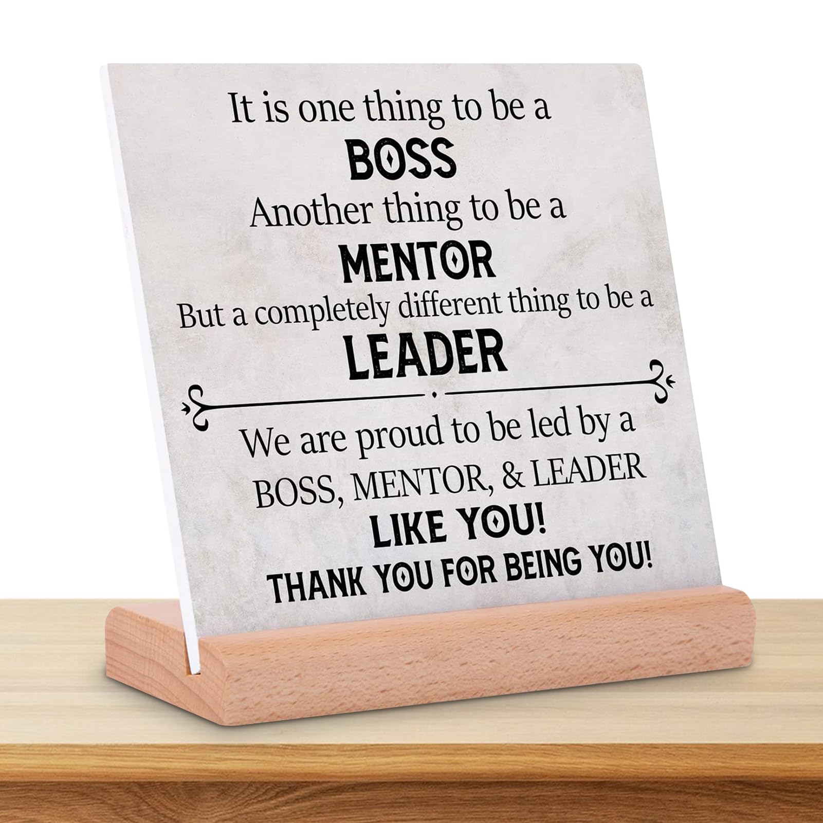 Best Boss Gifts Boss Leaving Gifts Acrylic Plaque Thank You Leader Quote Present for Mentor Leader Leaving Present for Colleague Leader Acrylic Plaque With Wooden Stand Decorative