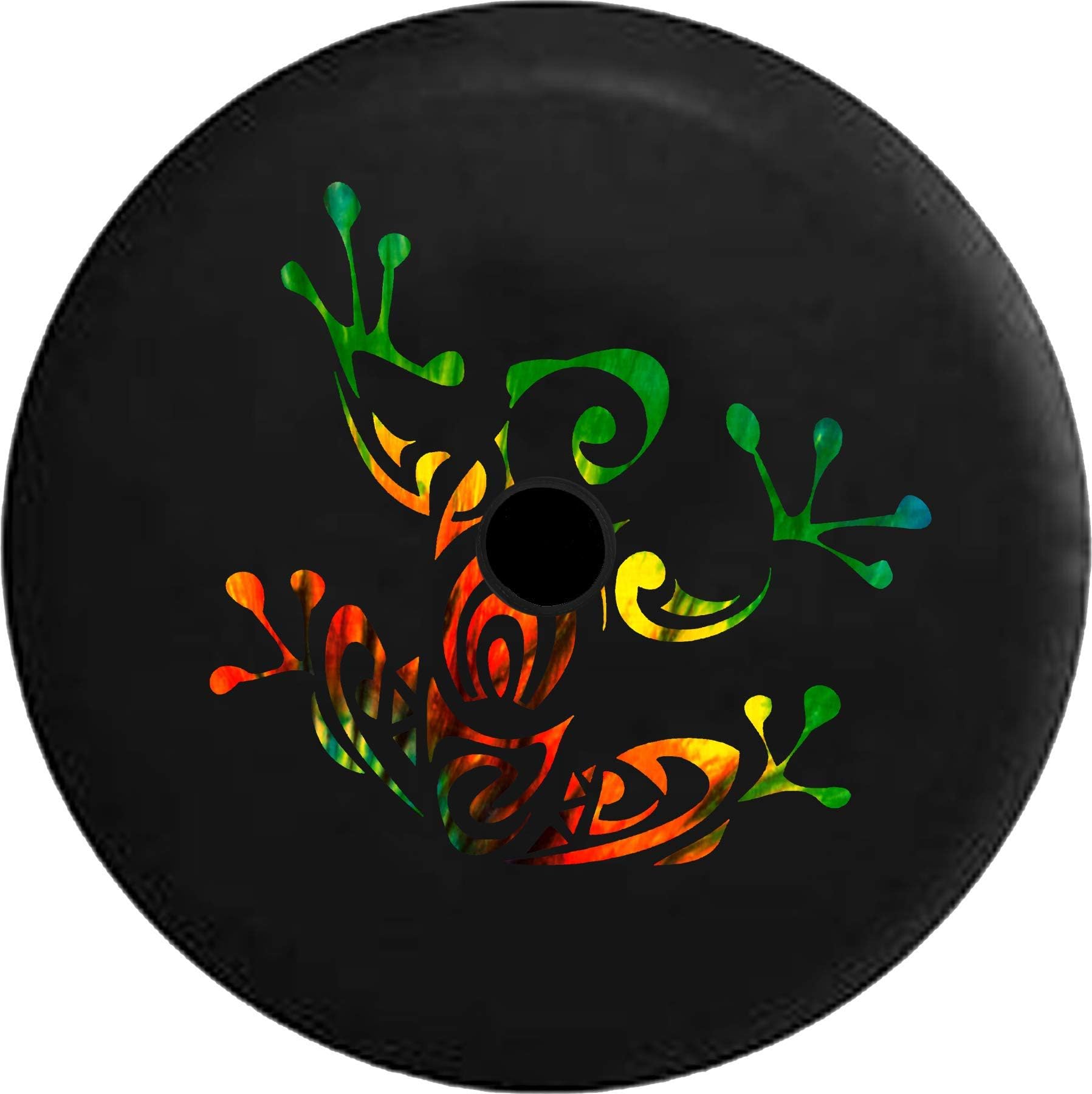 JL Spare Tire Cover Tiedye Tribal Tree Frog Spare Tire Cover with Backup Camera Hole BUC (Fits: JL Accessories 2018+) Size 32 Inch