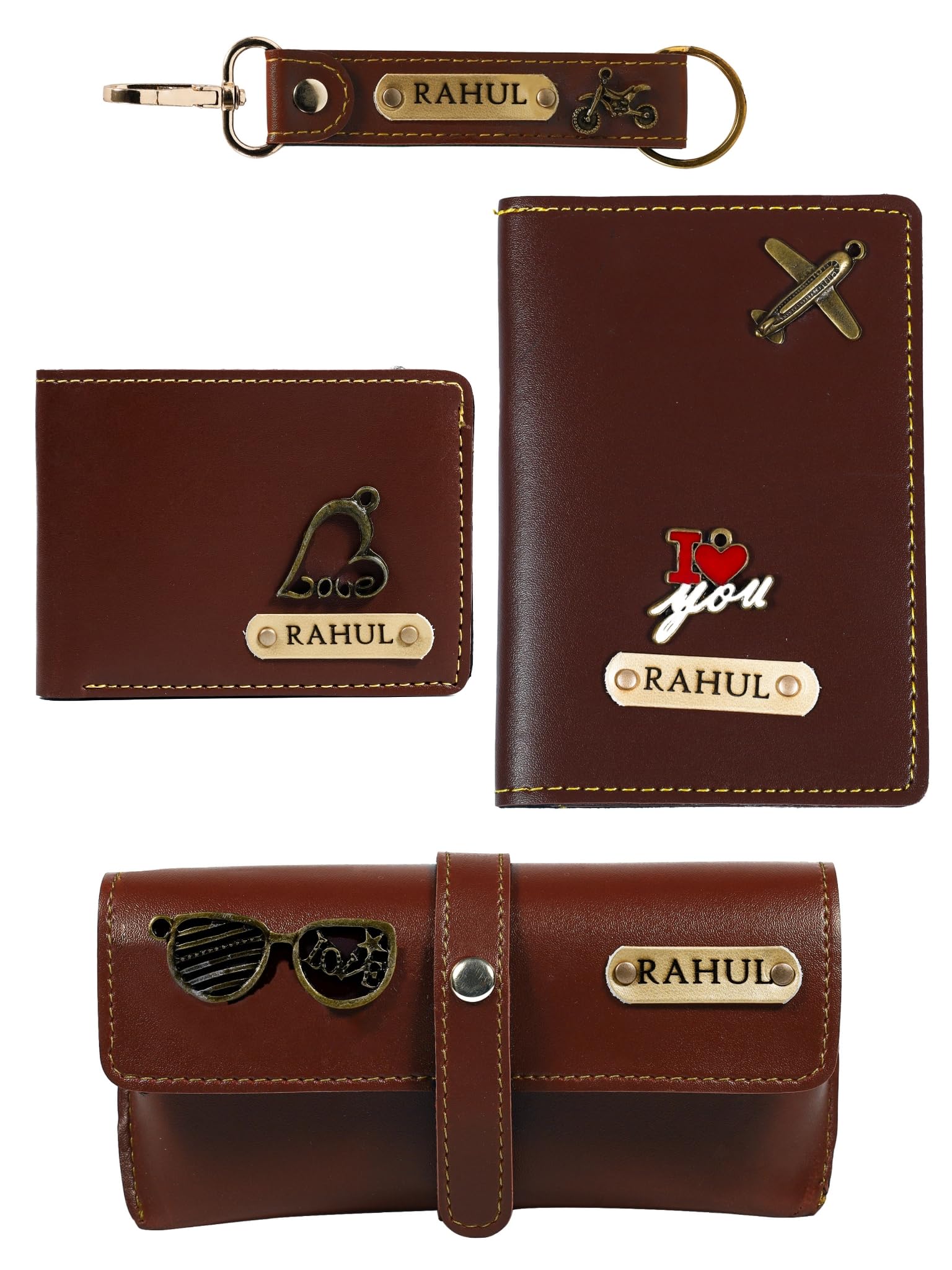 giftheart Personalized Gift Set for Men | Custom Leather Wallet, Eyewear Case, Passport Cover & Keychain with Name Engraving | Premium Gift Box for Husband, Brother, Boyfriend | Birthday & Anniversary-picture-12