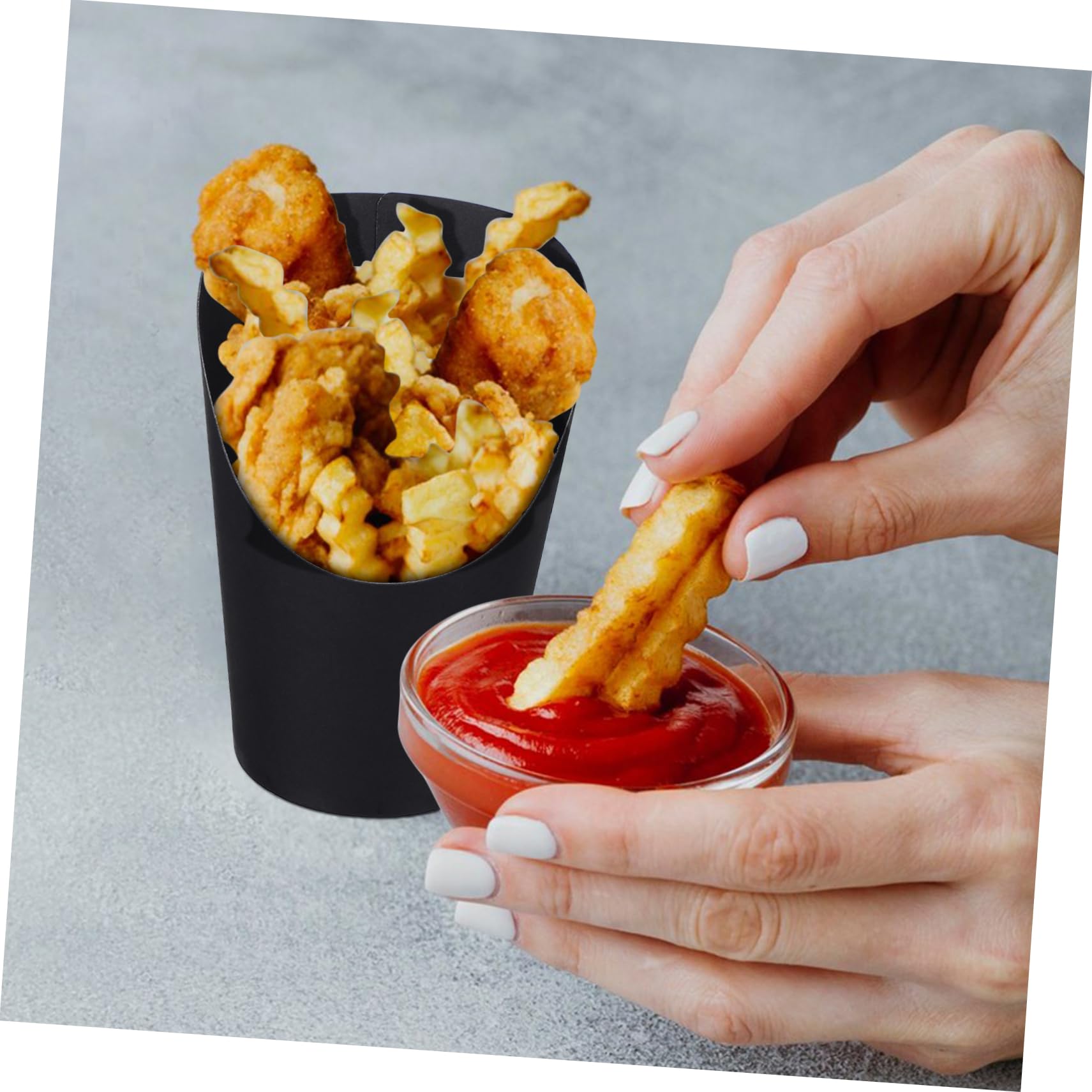 POPETPOP Bicchieri di Carta Nero Monouso e Resistenti 100 Pezzi da 14oz Apertura Obliqua per Snack e Aperitivi in Ristoranti e Feste