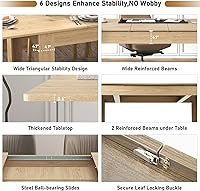 Vista 4 de 59"-86" Extendable Dining Table for 6-10 Person, Wooden Dining Room Table, Modern Extendable Table for Gatherings, Meeting for Small Kitchens, Roble