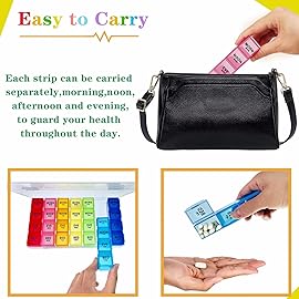 ZVZM Weekly Pill Organizer 4 Times a Day, Medicine Organizer Box, Travel Daily Pill Box Organizer 7 Day, Pill Case, Pill Container Holder for Hold Vitamins/Fish Oils.