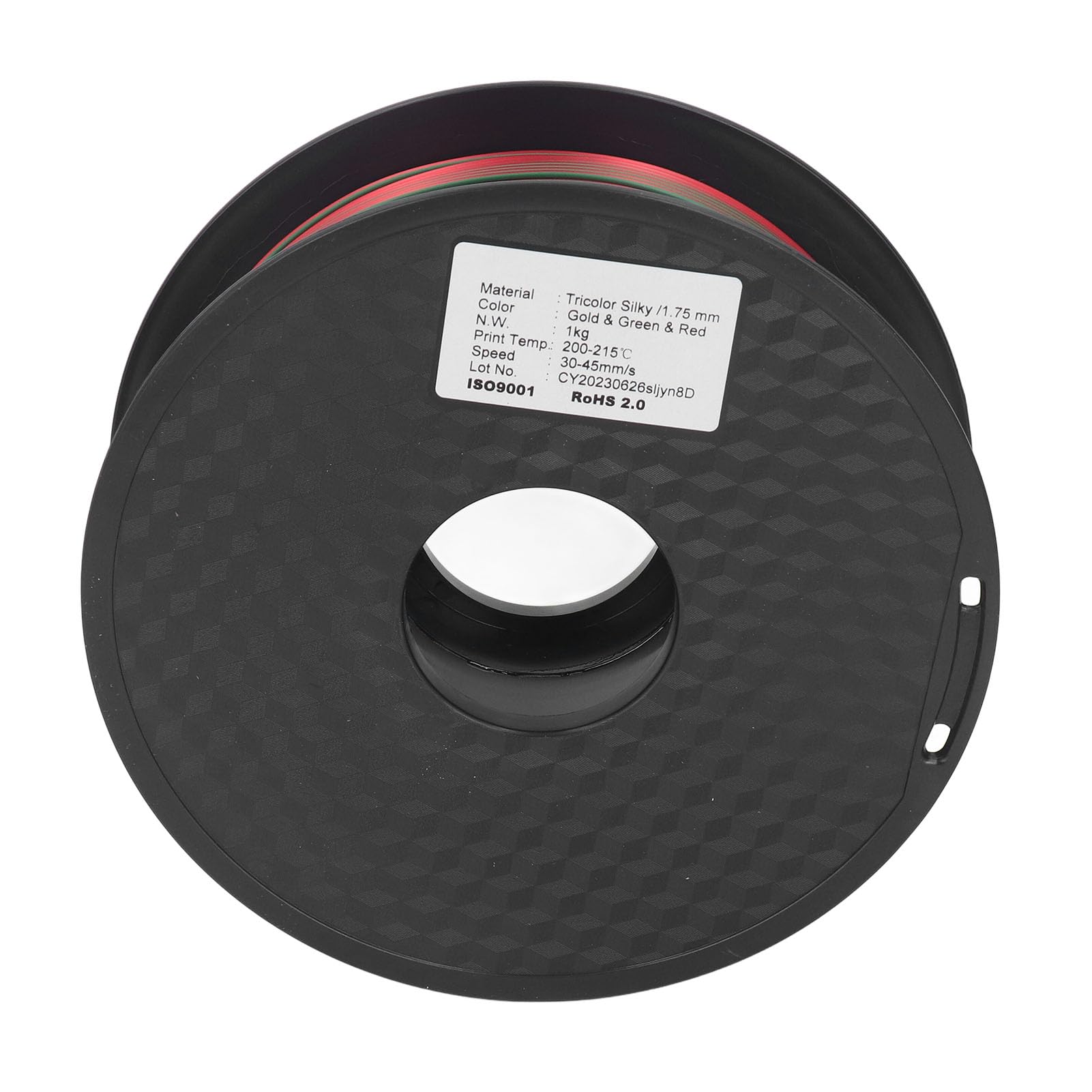 1,75 mm dreifarbiges PLA-Filament, Gold, Grün, Rot, 3D-Drucker-Filament, dreifarbiges Farbverlaufs-PLA-Druckverbrauchsmaterial für 3D-Druck, Modellbau und Dekoration