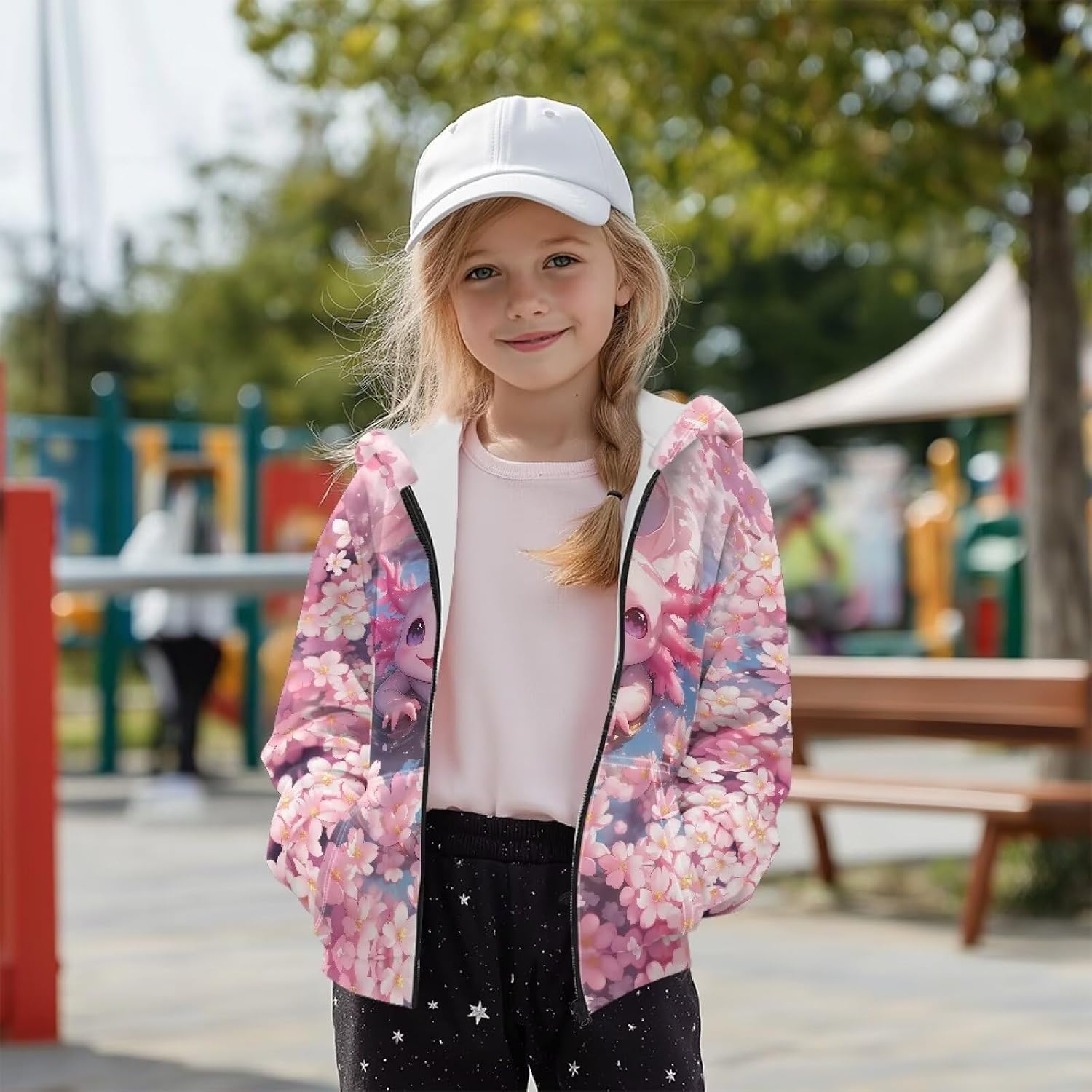 Girls Zip Up Hoodies Kids Full Zip Casual Loose Soft Long Sleeve Hooded Sweatshirt Fall Jacket with Pockets S-XL