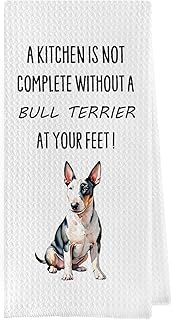 Bull Terrier Kitchen Towels - Funny Bull Terrier Gifts Waffle Dish Towels, Dog Lover Gifts for Women Decorative Hand Tea Towel, 16x24 Inch