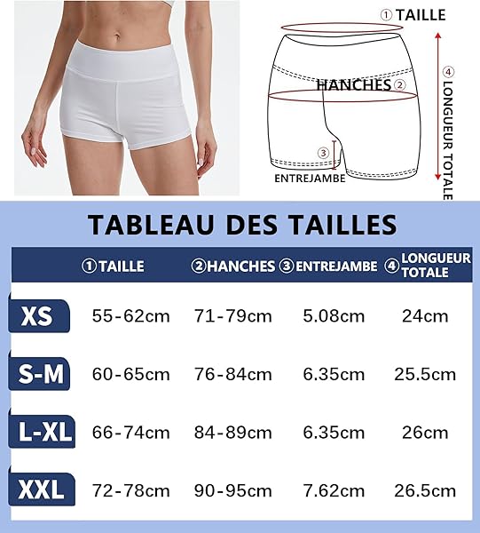 Short Taille Haute Femme de Sport, Boxer Culotte Shorty Gainante Ventre Plat de Yoga Running, Anti-Transparence, Secours Rapide et Respirant - 5