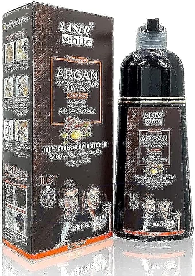 Laser White Argan Speedy Hair Color Shampoo 420 ml, Dark Brown Buy