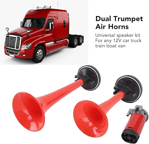 Miniatura 2 de Juego de bocinas de aire, kit de bocina de aire dual de 12 V 20 A, bocina de aire de 120 db con compresor para camión, tren, barco