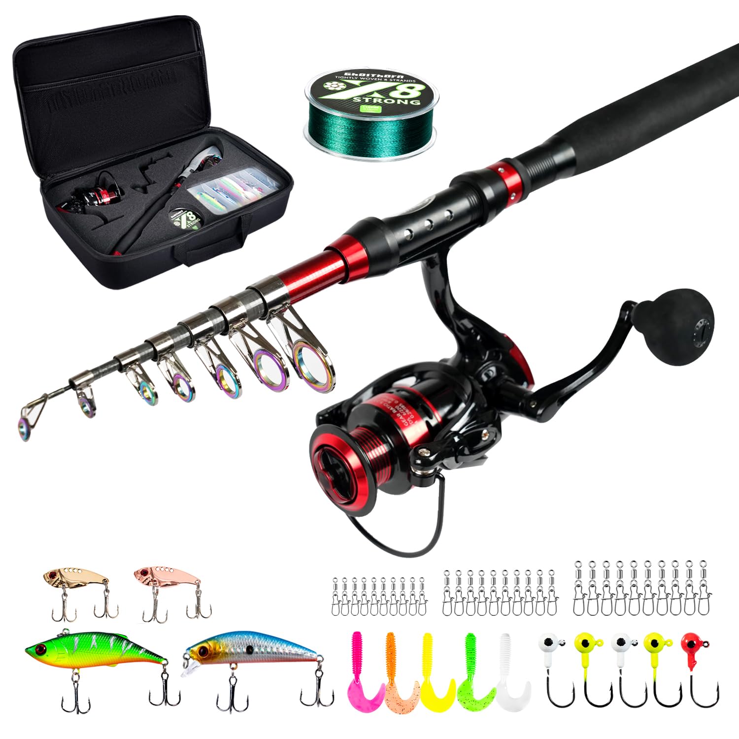 compact ocean fishing pole and spinning reel amazon Amazon.com : Ghosthorn Fishing Rod and Reel Combo Telescopic Pole Kit  Fishing Gear Starter Compact Carrier Bag for Freshwater Saltwater Gifts for  Men Women : Sports & Outdoors