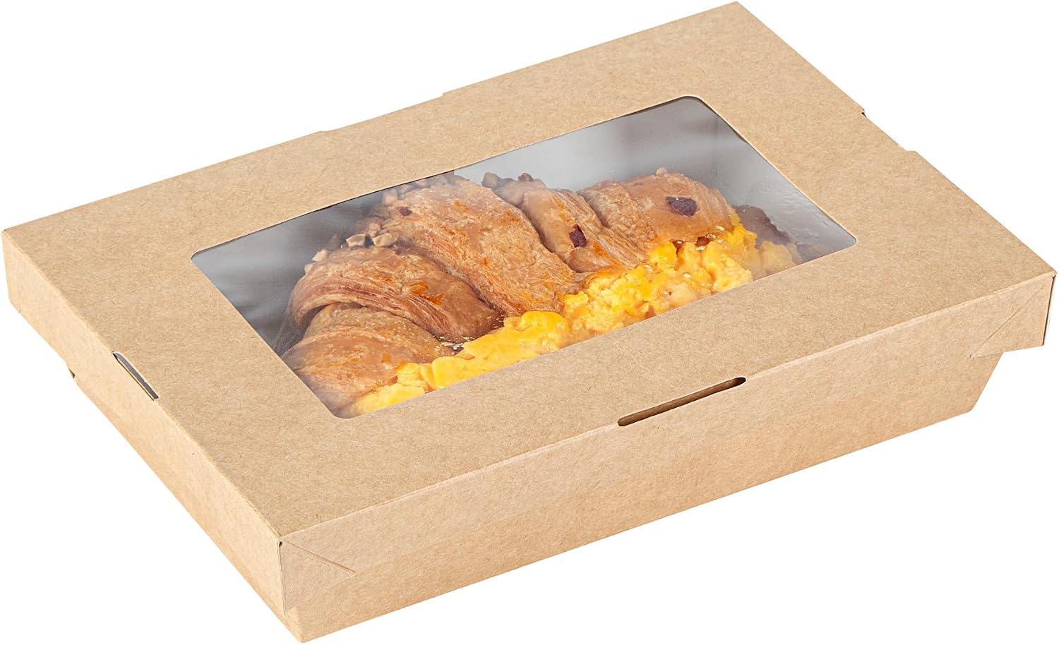 Restaurantware Cafe Vision 28 Ounce To Go Boxes 200 Clear Window Take Out Boxes - Grease-Resistant Secure Lid Kraft Paper Disposable Lunch Boxes Sustainable 7.5 x 5.1 x 1.6 Inch