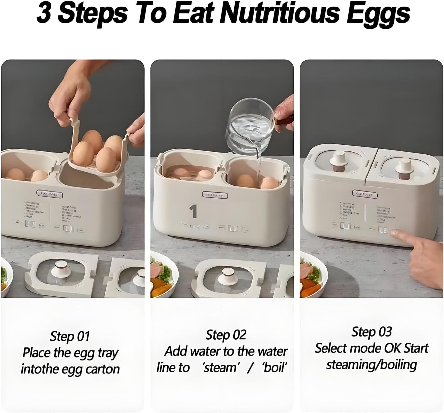 Smart Egg Boiler with Stainless Steel Bowl, Electric Poached Egg Maker, Dual Temperature Control, 6 Cooking Modes, 24-Hour Smart Reservation, for Home Use