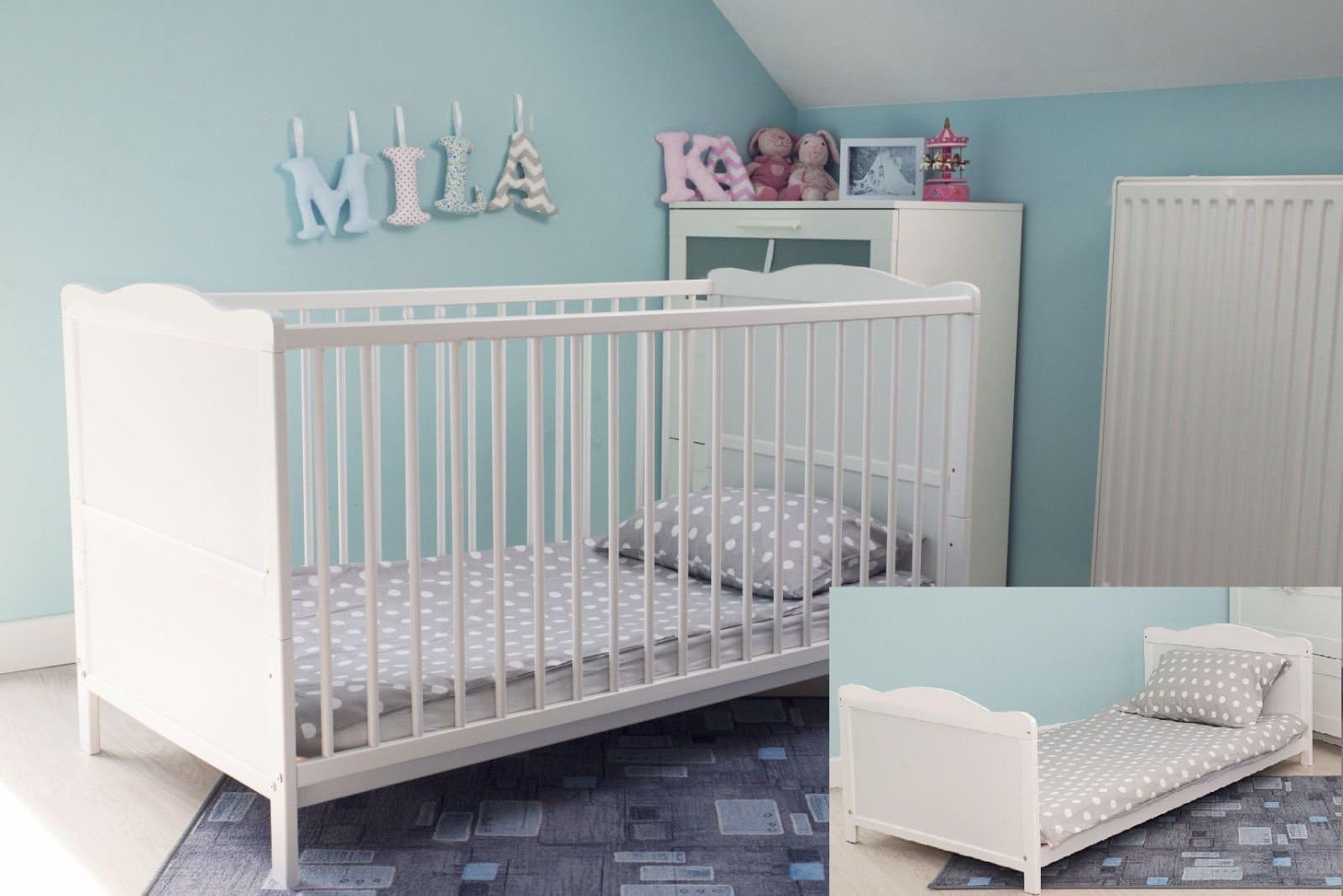 White Junior / Toddler Bed with Foam Safety Mattress