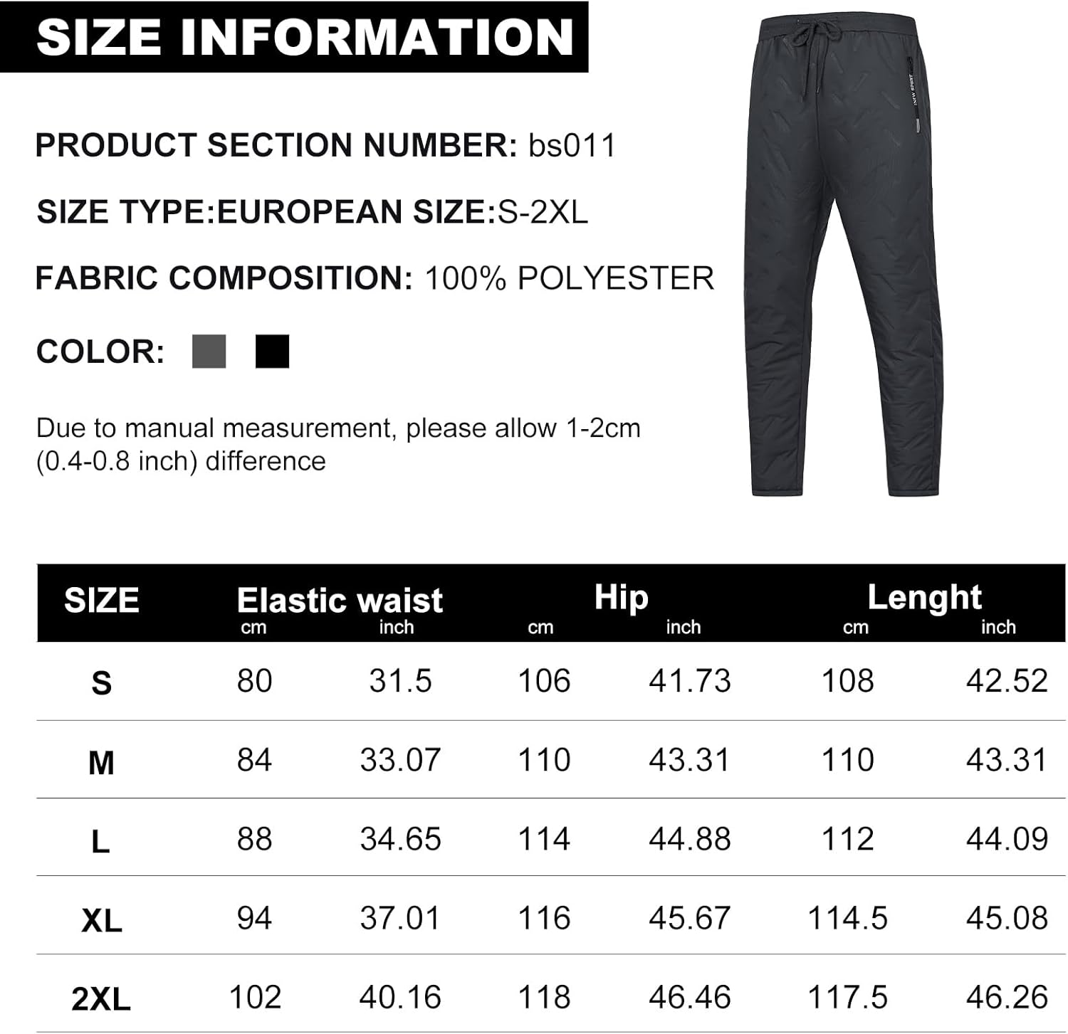 LBL Men's Joggers Casual Fleece Jogging Bottoms Winter Warm Sweatpants Work Trousers Outdoor Sport Pants with Drawstring 8