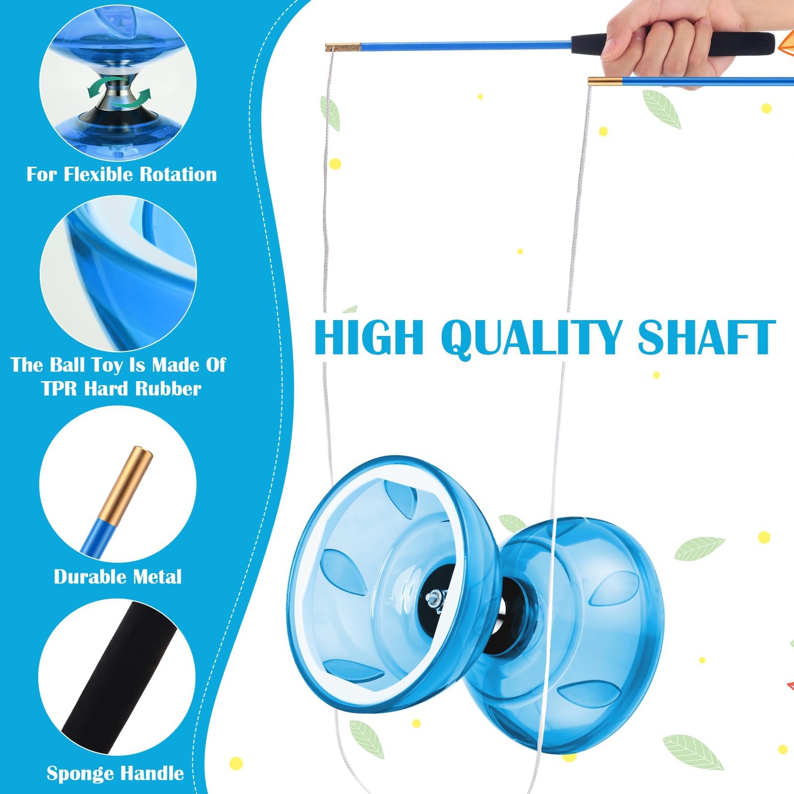 Diábolo LED con rodamiento de bolas, juego de diábolo en la oscuridad, 4 colores de luz para niños y adultos, principiantes profesionales, rueda libre, circo, juguete para