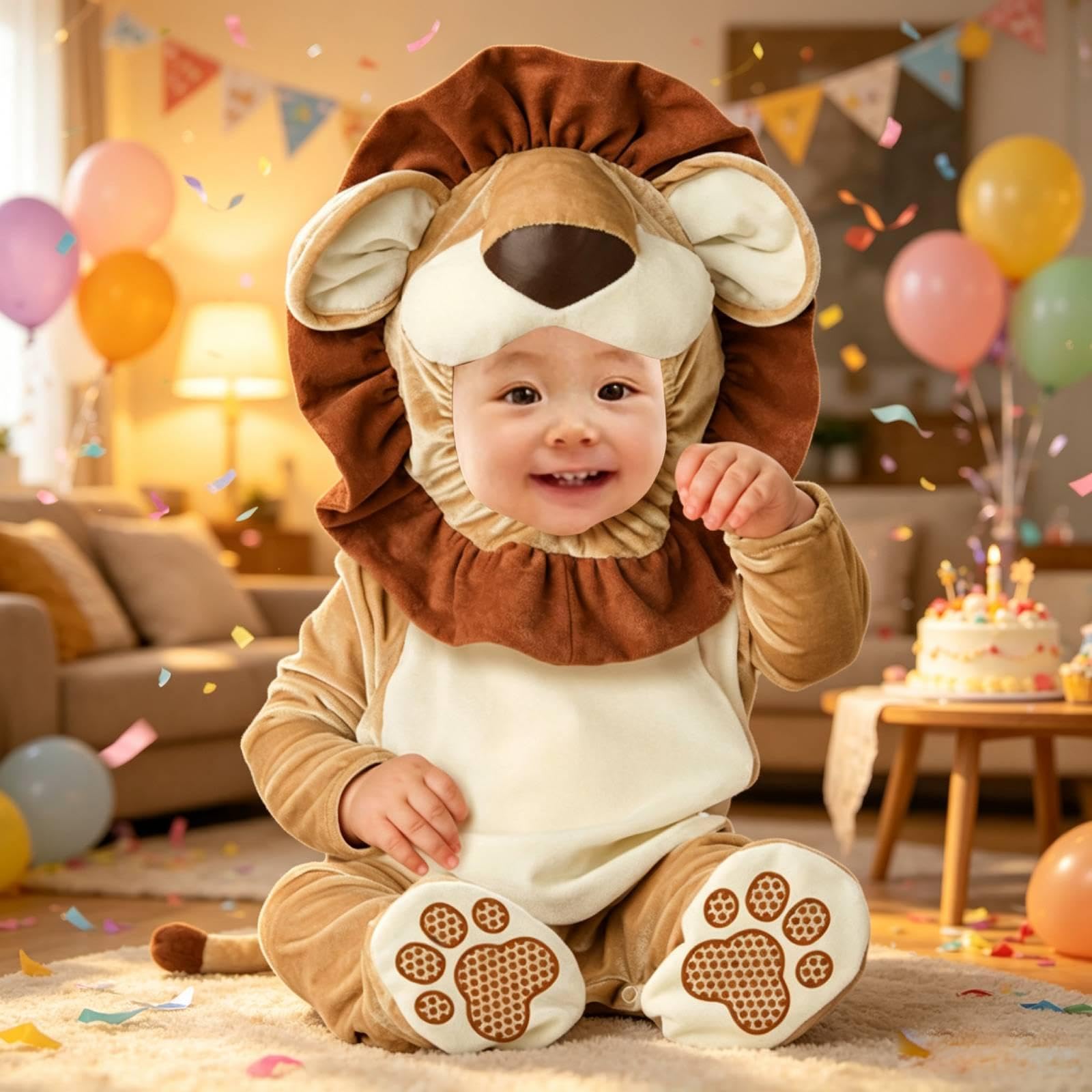 Baoblaze Costume di Halloween per neonati, tutina per neonati con cartoni animati, portatile, artigianale, divertente, per feste di Halloween, cosplay per, Forma di Leone, Xl