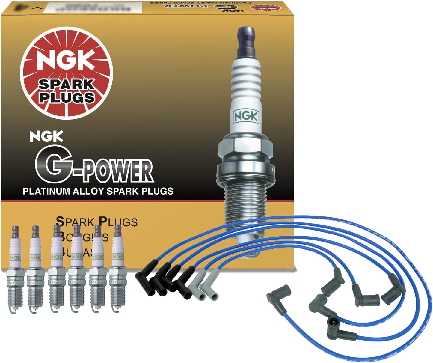 NGK Wire & 6 G-Power Platinum Spark Plugs Kit For Ford Mazda 3.0 V6