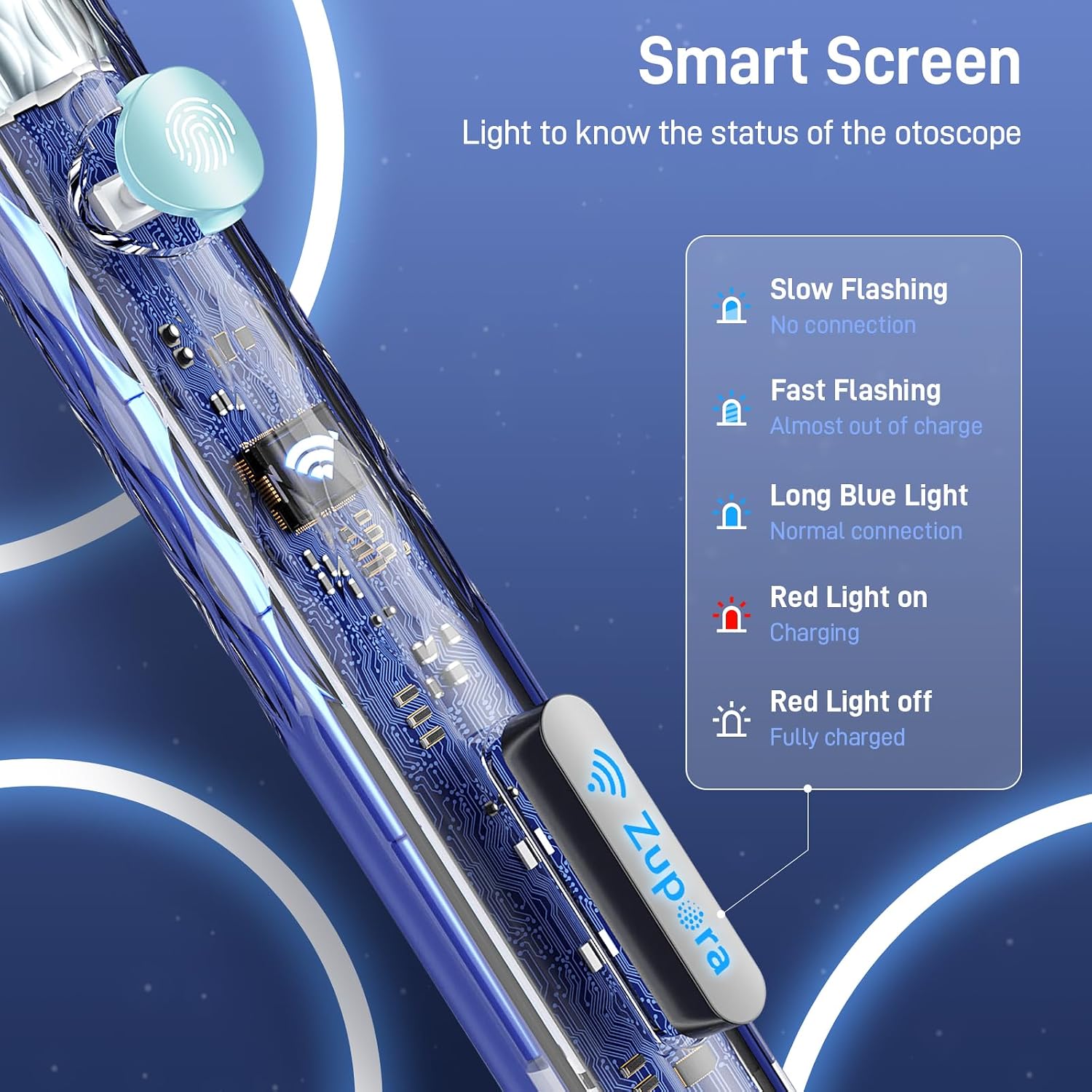 ZUPORA Ear Wax Removal, Ear Camera with 1440P HD, Ear Cleaner with Camera Built-in WiFi, Earwax Removal Kit with 6 Ear Pick, Otoscope with Lights, Ear Cleaning Kit for Android and iOS (Black)