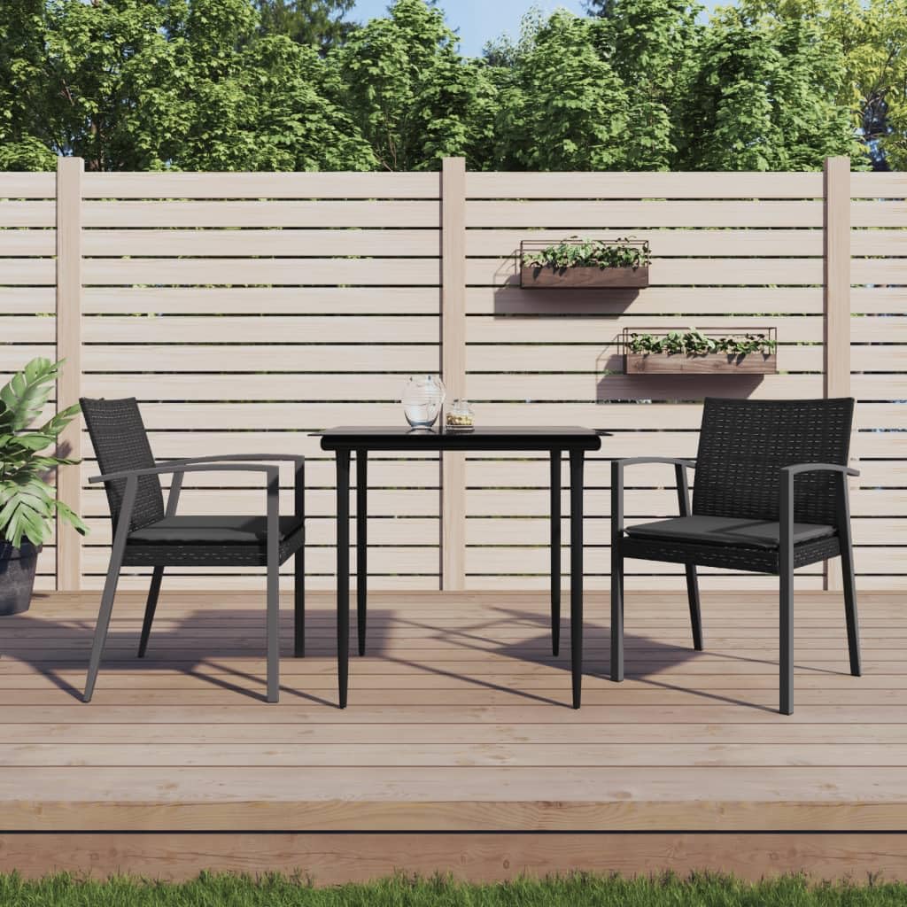 Chaise de jardin empilable en résine tressée noire pour aménager vos repas sur le balcon