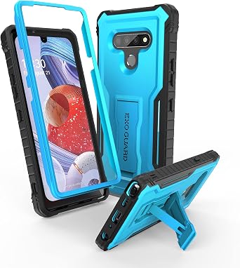 ExoGuard for LG Stylo 6 Case, Rubber Shockproof Cover Case Compatible with LG Stylo 6 Phone, Built-in Kickstand Blue