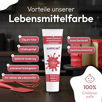 Dekozauber24 Food Colouring Red Gel 30g Vegan Sugar-Free Highly Concentrated Red Food Colouring for Fondant Buttercream Drinks and More