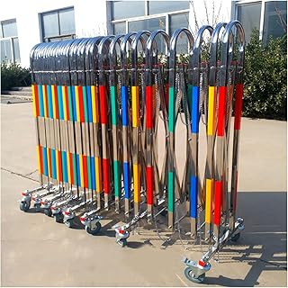 PFCDZDU Expandable Barricade, Adjustable Stainless Steel Driveway Security Gates with Casters, Highway Mall Construction Retractable Portable Barrier Traffic Fence (Color : Silver, Size : 4.9x16ft(1