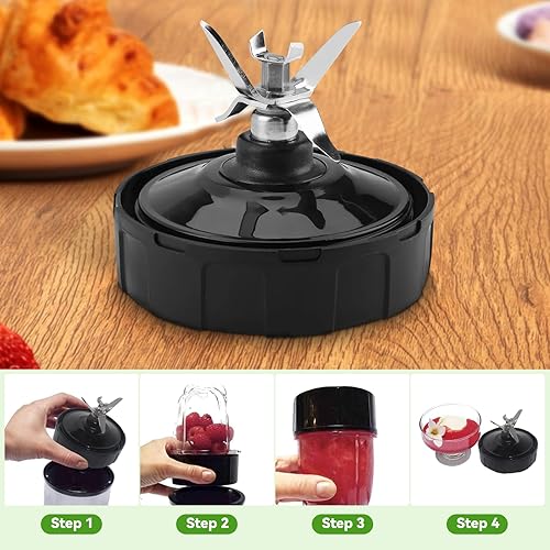 Miniatura 5 de Cuchillas cruzadas con juntas de goma piezas de repuesto para licuadora NUTRI NINJA, pieza de repuesto de hoja cruzada para licuadora Magic Bala,