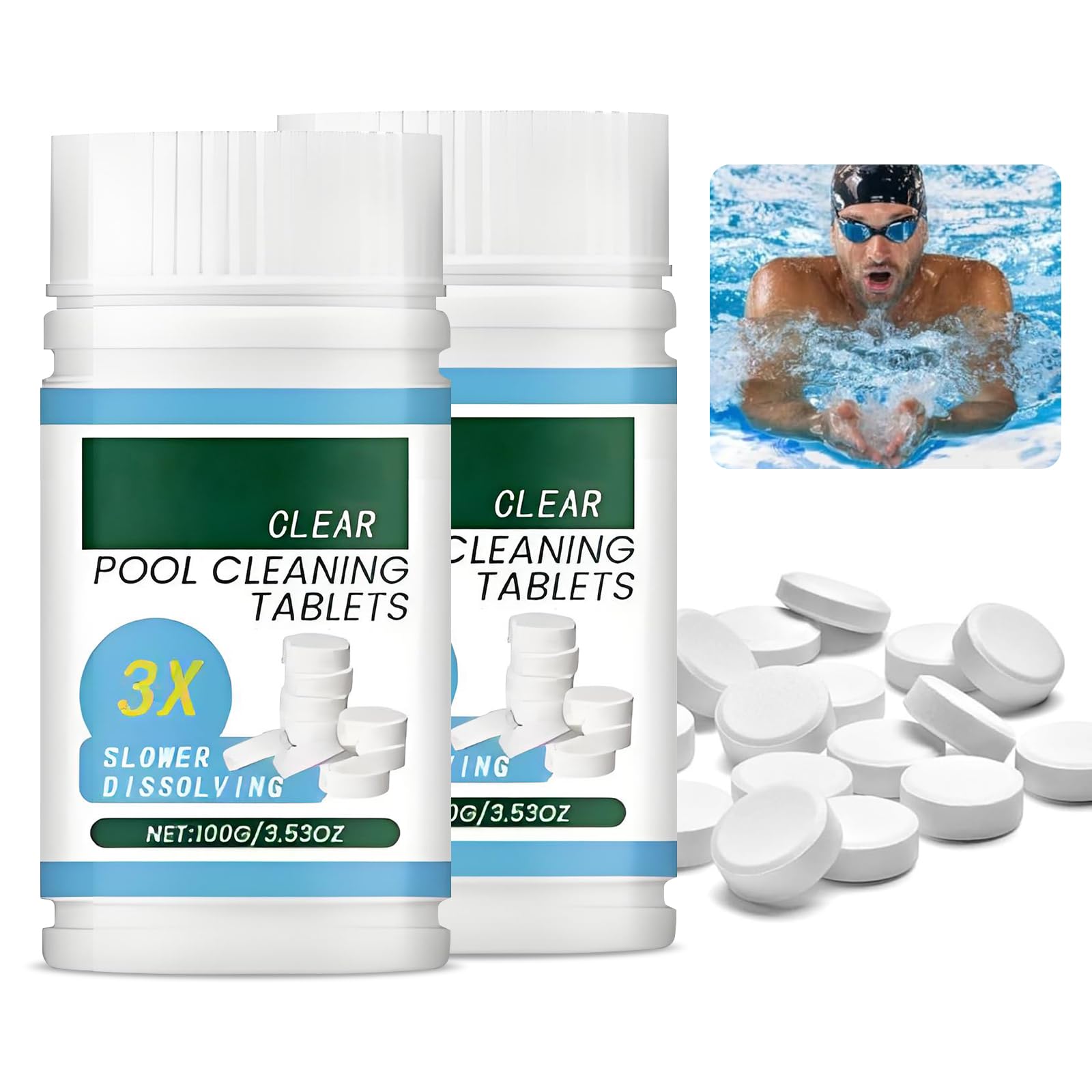 200PCS Chlorine Tablets For Swimming Pool,Chlorine Tablets For Hot Tub,Paddling Pool Cleaning T-ablets,Swimming Pool T-ablets,Prevent Water From Turning Green,Fast Deodorisation,Enjoy A Fresh Shower