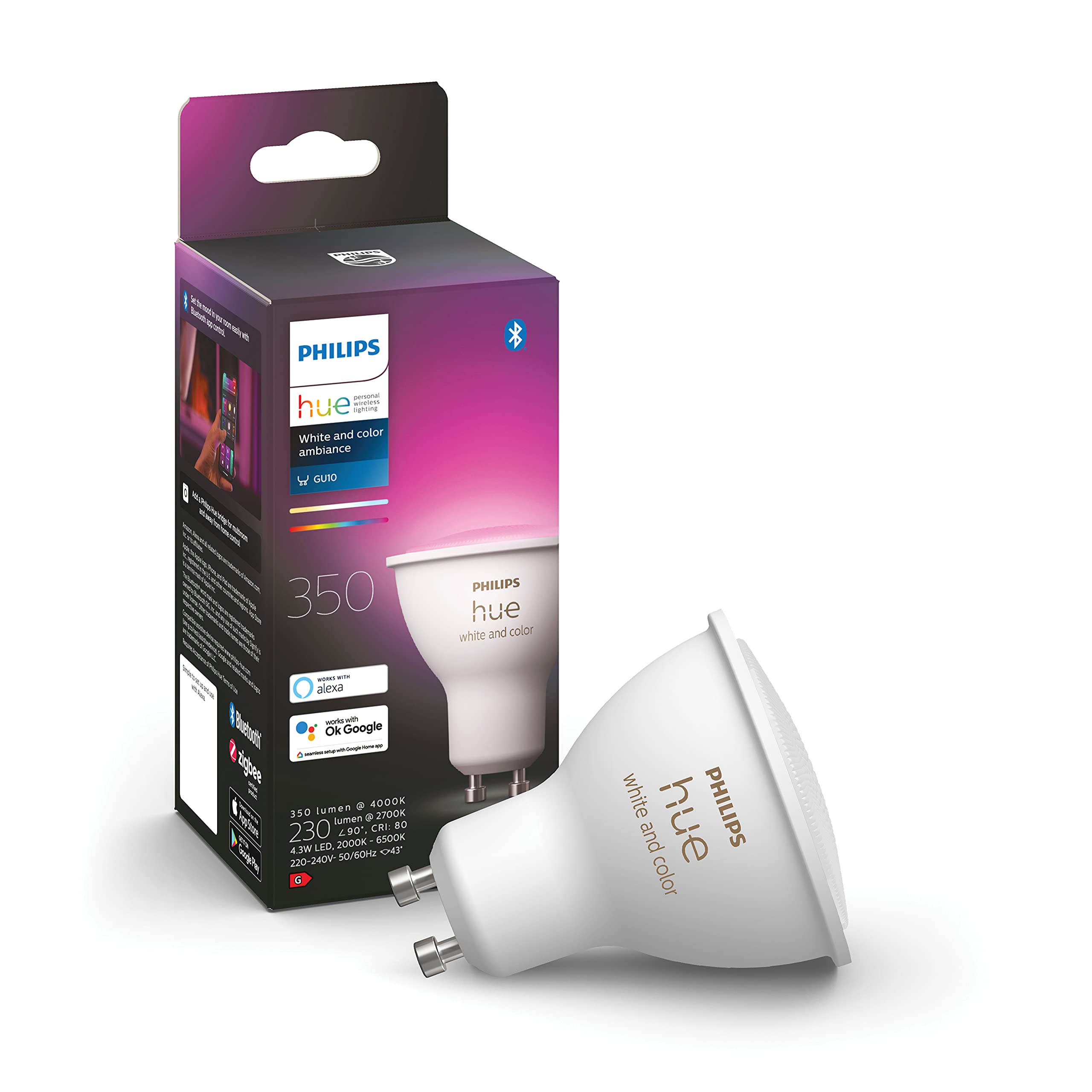 Philips Hue Pillar Aufbaustrahler (Schwarz) - Weißes und Farbiges Licht - Deckenstrahler 1 Flammig - GU10 - Hue White and Color Ambiance