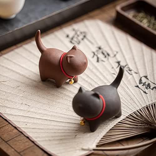 MOZEO One Set Cute Kitten Tea Pet Purple Sand Handcrafted